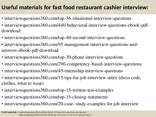 13 useful materials for fast food restaurant cashier interview
