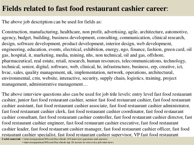 Fast Food Restaurant Cashier Interview Questions Fast Food Restaurant Cashier Interview Questions