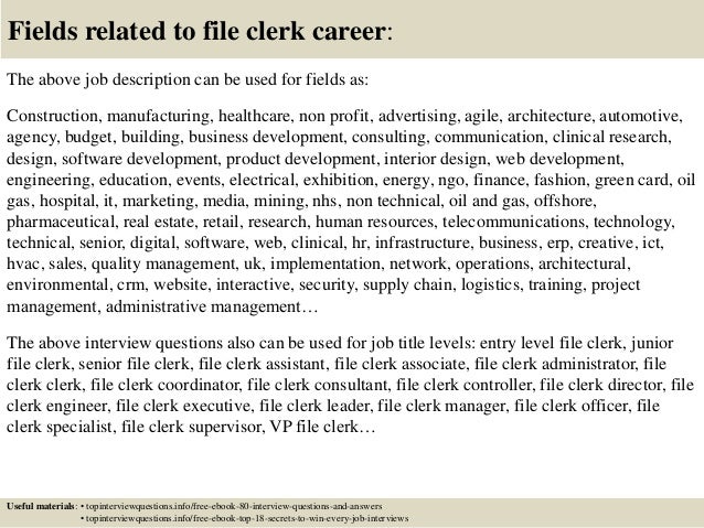 file clerk job description for resumes
