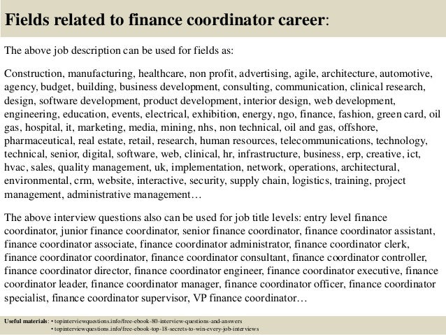 17 fields related to finance coordinator