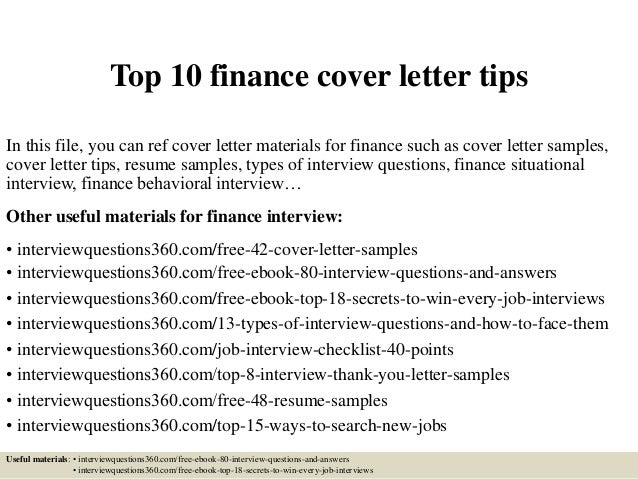 Finance cover letter experienced