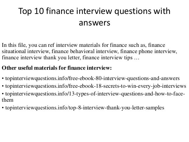 top 10 finance interview questions with answers finance questions and answers