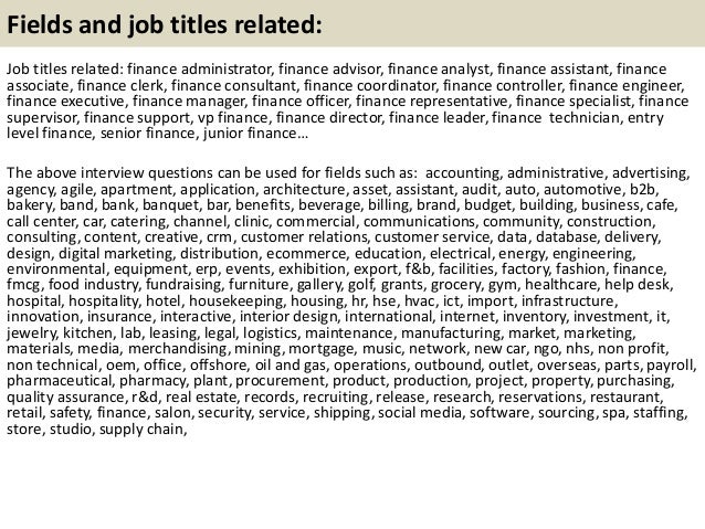 financial analyst interview questions and answers