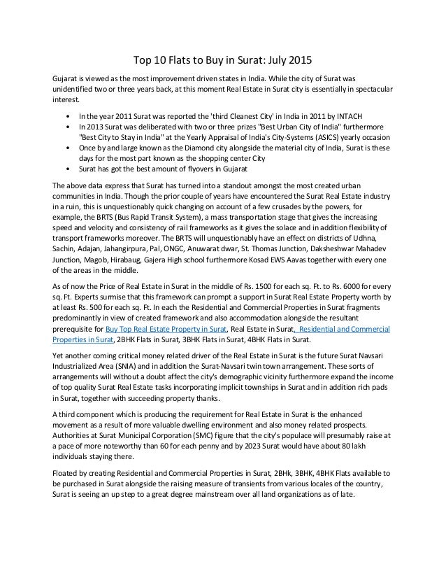 Top 10 flats to buy in surat july 2015