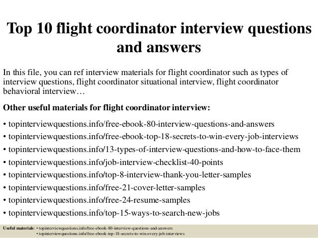 Top 10 flight coordinator interview questions and answers Top 10 flight coordinator interview questions and answers