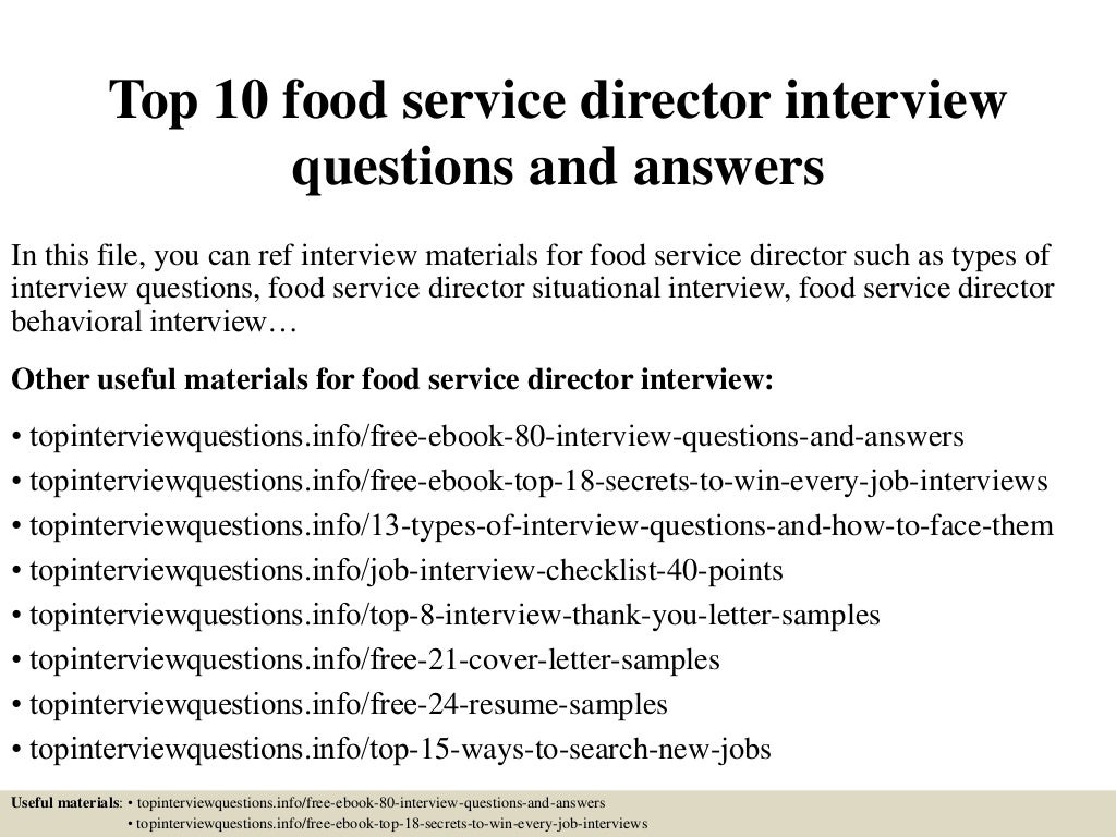 Top 10 food service director interview questions and answers