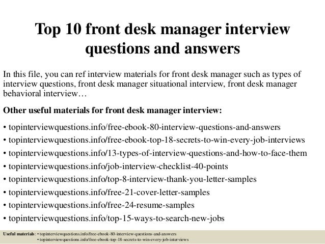 Top 10 Front Desk Manager Interview Questions And Answers