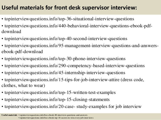 Top 10 Front Desk Supervisor Interview Questions And Answers