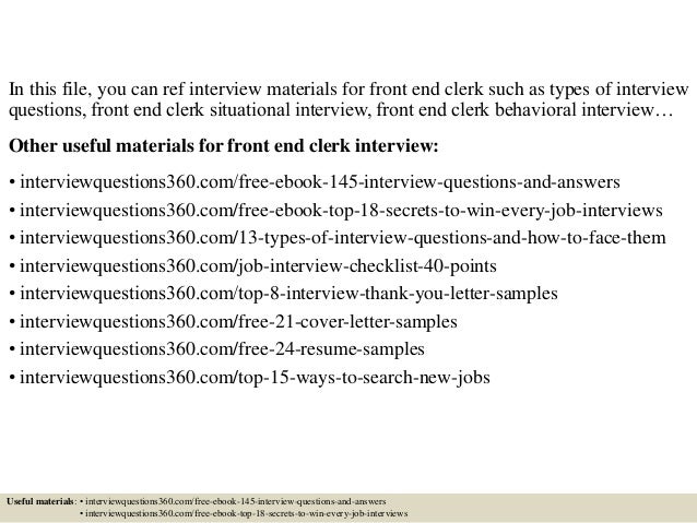 Top 10 front end clerk interview questions and answers