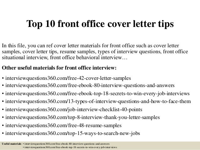 Top 10 front office cover letter tips Top 10 front office cover letter tips