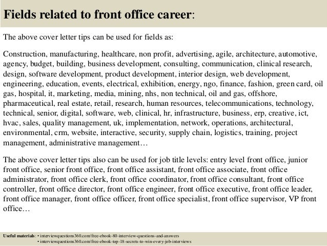 Top 10 Front Office Cover Letter Tips