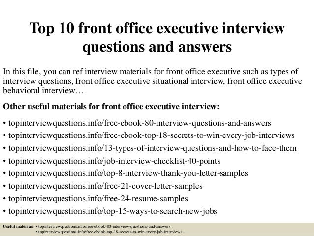 Top 10 Front Office Executive Interview Questions And Answers