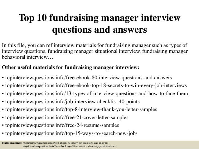 Top 10 Fundraising Manager Interview Questions And Answers