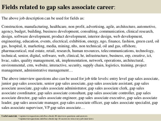 gap sales associate job description
