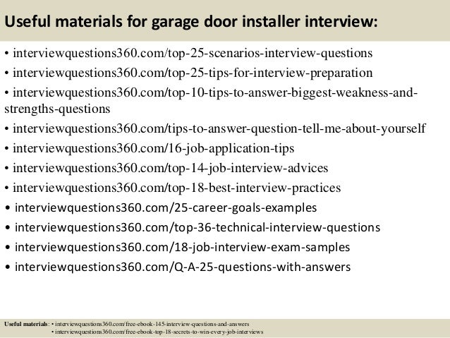 Top 10 garage door installer interview questions and answers