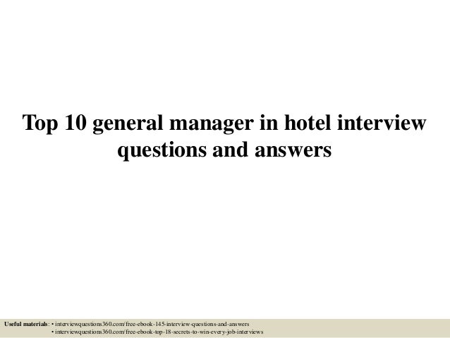 Top 10 General Manager In Hotel Interview Questions And Answers