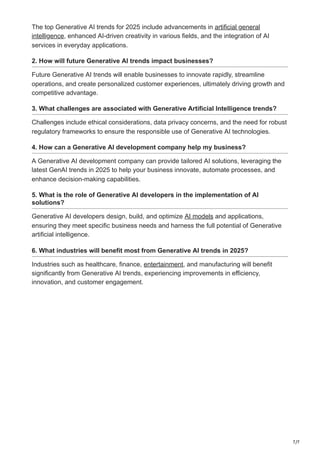 Top 10 Generative AI Trends In 2025 - SoluLab | PDF