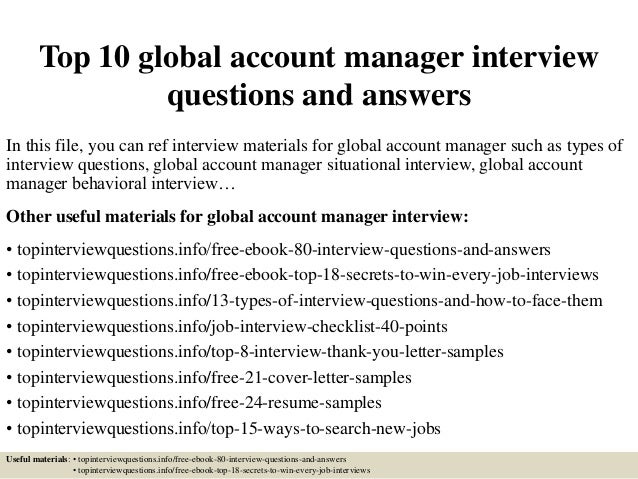 top 10 global account manager interview questions and answers in this file