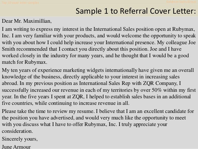 Top 10 Goldman Sachs Group Cover Letter Samples