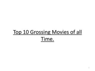 Top 10 Grossing Movies of all
Time.
1
 