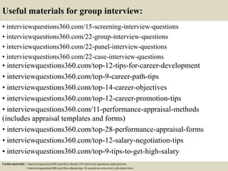 Top 10 group interview questions and answers | PDF