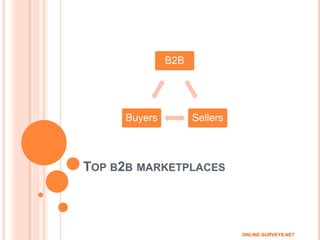 B2B




     Buyers         Sellers



TOP B2B MARKETPLACES



                              ONLINE-SURVEYS.NET
 