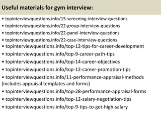Top 10 gym interview questions and answers | PPTX