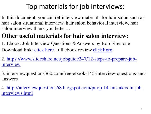hairdressing job interview questions