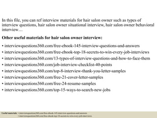 Top 10 hair salon owner interview questions and answers