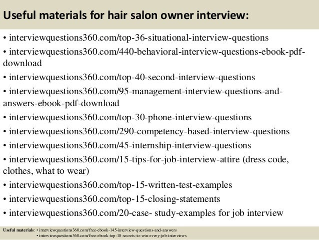 questions to ask at a salon interview