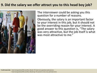 Top 10 head boy interview questions and answers | PPTX