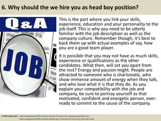 Top 10 head boy interview questions and answers | PPTX