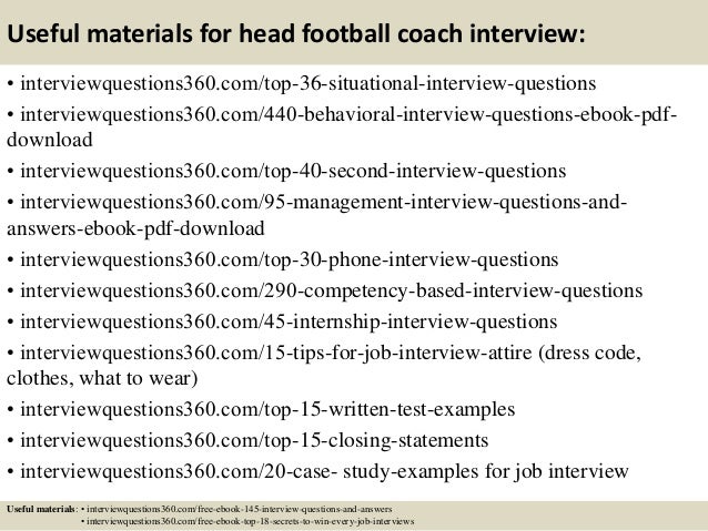 Top 10 head football coach interview questions and answers