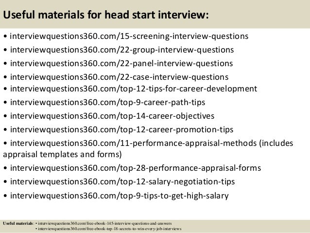 Top 10 head start interview questions and answers