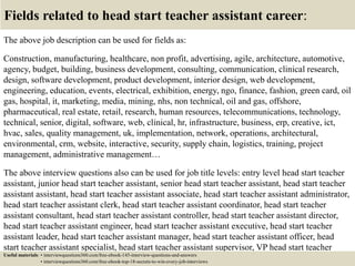 Top 10 head start teacher assistant interview questions and answers | PPTX