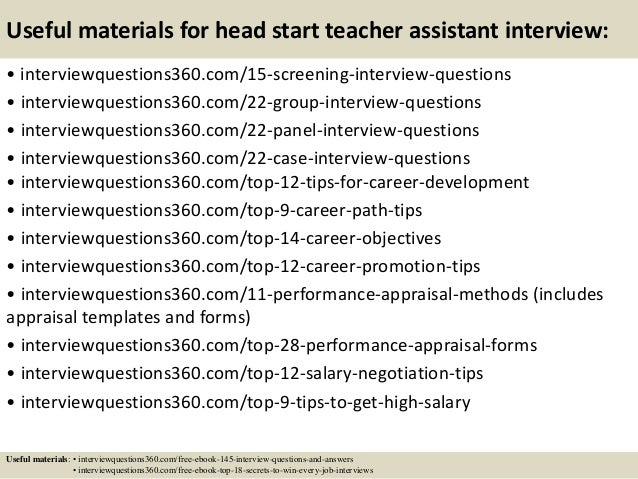 top 10 head start teacher assistant interview questions and answers teacher assistant interview questions and answers