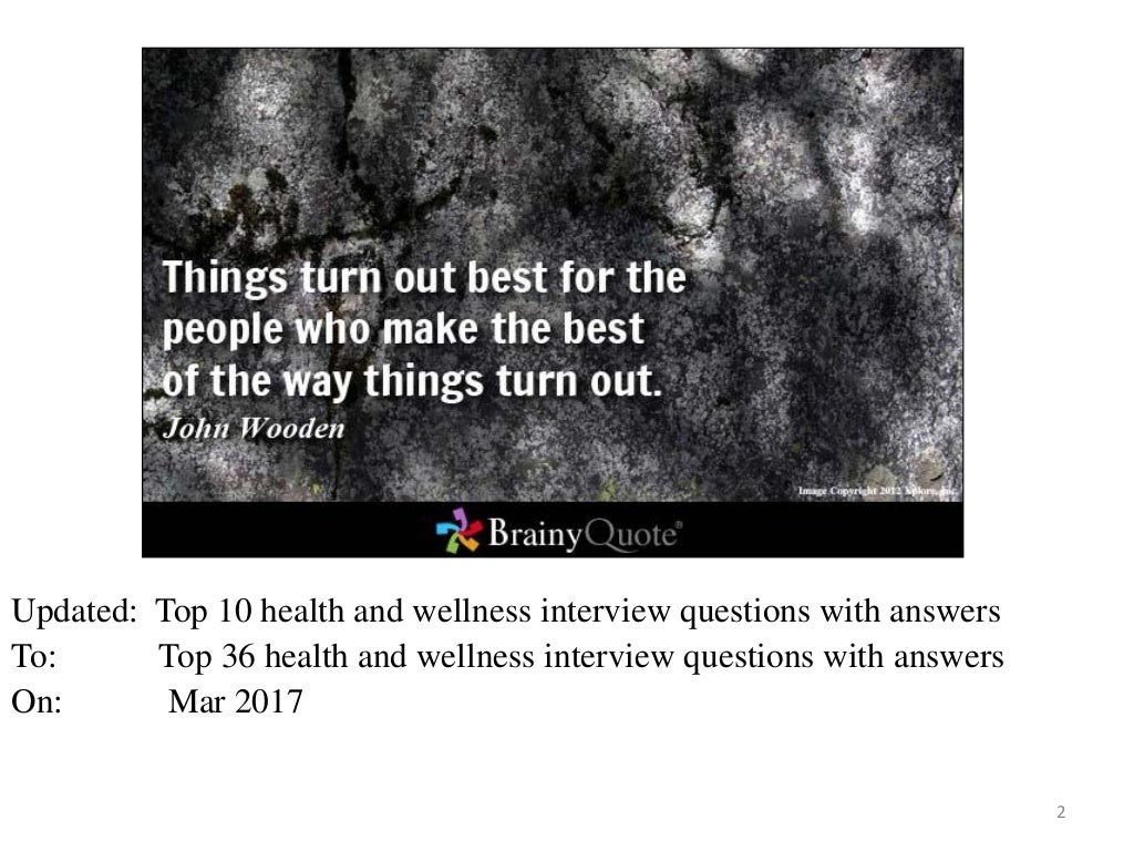 Top 36 health and wellness interview questions with answers pdf