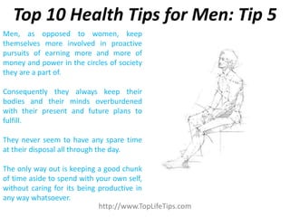 Tips For Man Top 10 health tips for men | PDF