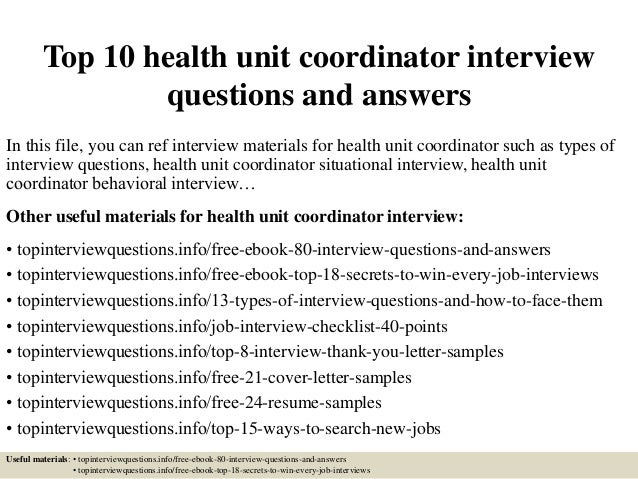 health unit coordinator resumes