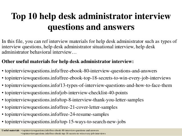 Top 10 Help Desk Administrator Interview Questions And Answers