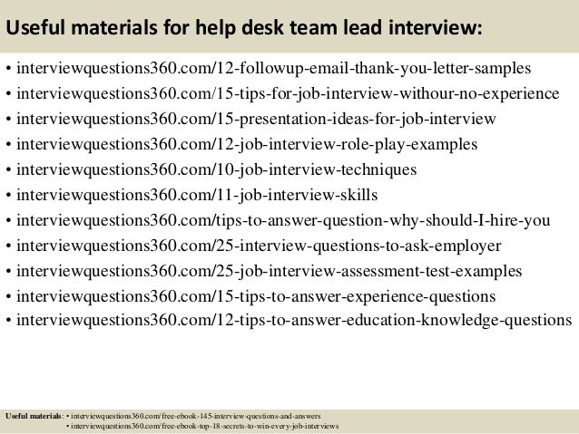 top 10 help desk team lead interview questions and answers team lead questions