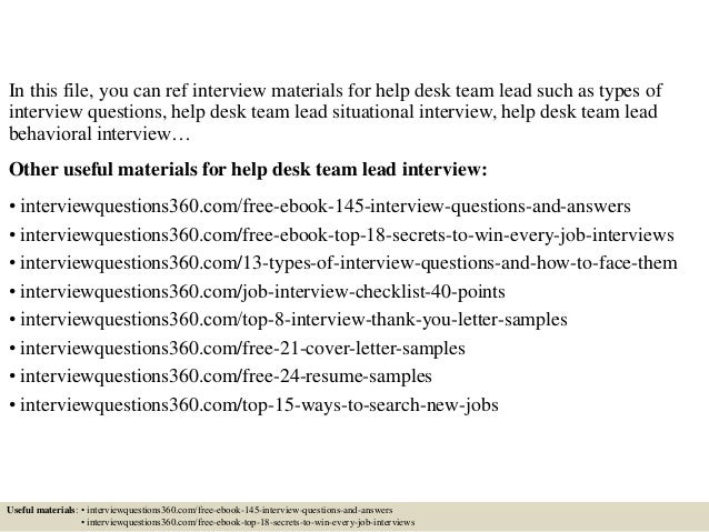 Top 10 Help Desk Team Lead Interview Questions And Answers