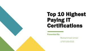 Muhammad Umair
1757155-033
Paying IT
Top 10 Highest
Certifications
Presented By:
 