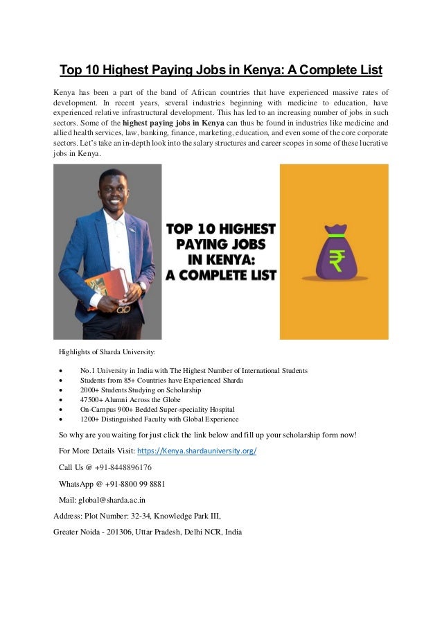 Top 10 highest paying jobs in kenya a complete list
