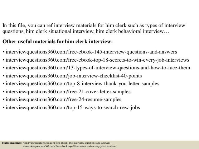 top 10 him clerk interview questions and answers samples of cover letters for him clerk