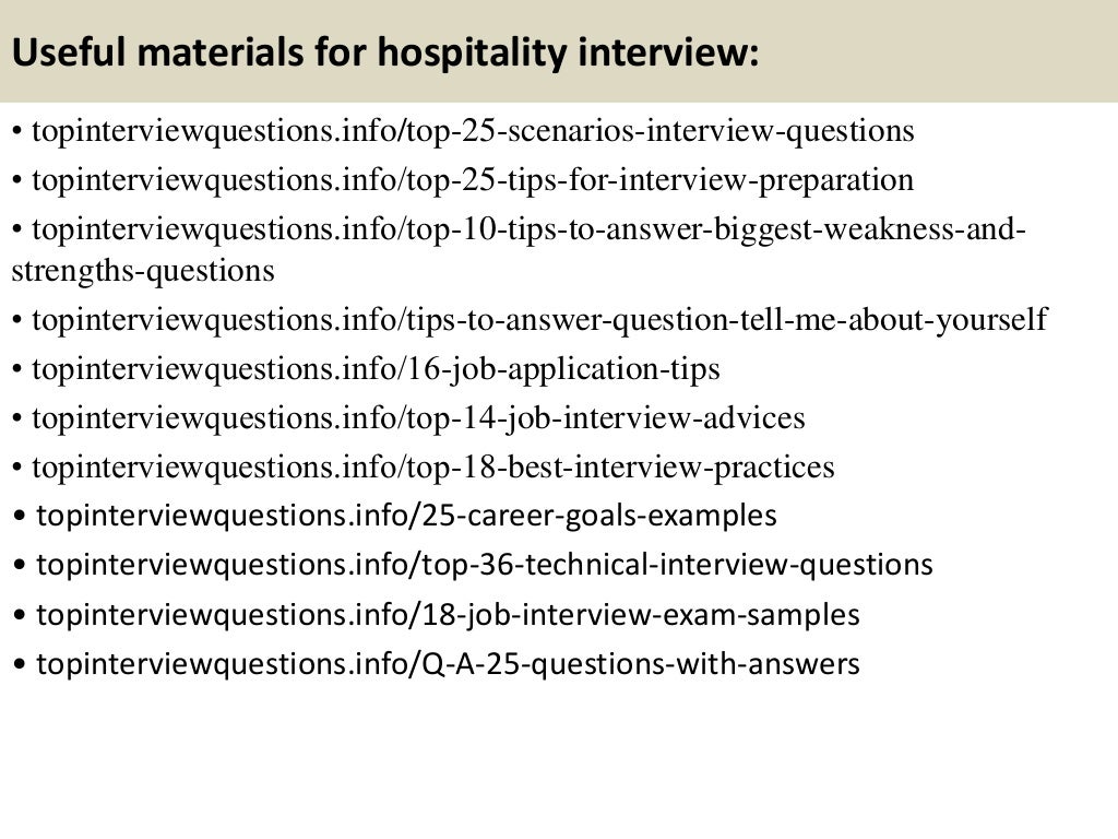Top 10 hospitality interview questions and answers