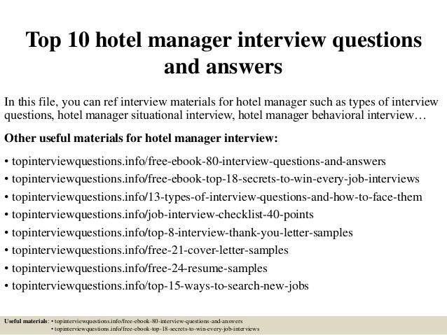 Top 10 Hotel Manager Interview Questions And Answers Top 10 Hotel Manager Interview Questions And Answers