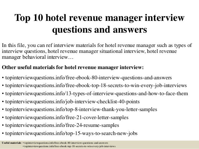 revenue manager resumes