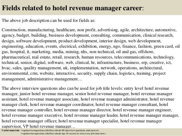 revenue manager cover letter