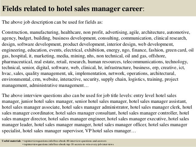 hotel sales manager job description